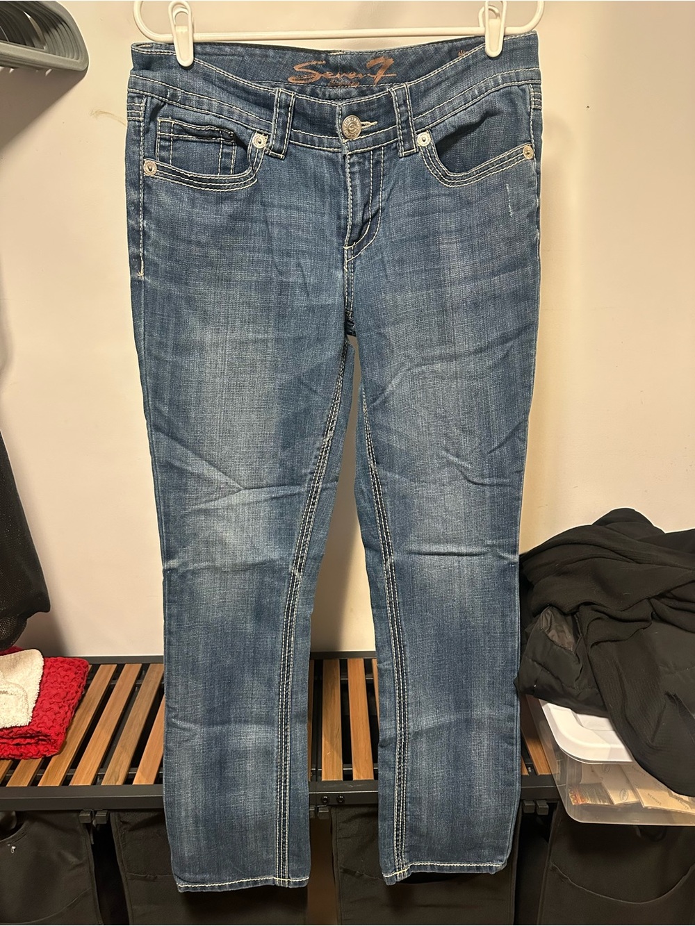7 For All Mankind Straight Leg Jeans in Medium Blue Wash